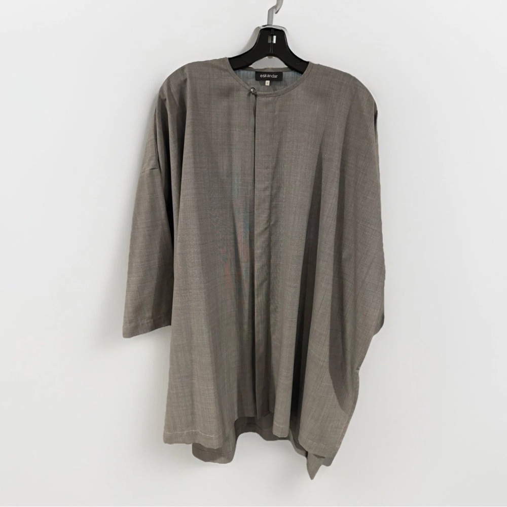 Eskandar Wool Silk Grey Tunic Blouse Size 0